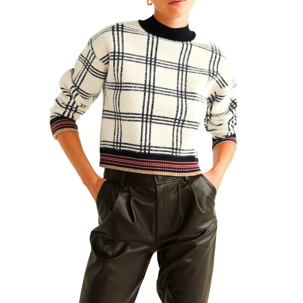 Mango Checkered sweater  knitted fabric